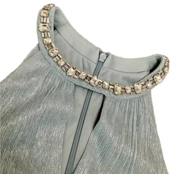 Eliza J Women's Gown Formal Shimmering Cutout Halter Dress Blue Size 6 NWT - Picture 5 of 7